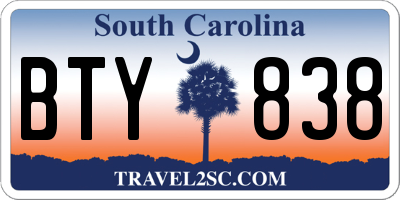 SC license plate BTY838