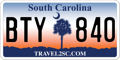 SC license plate BTY840
