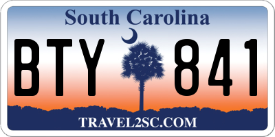 SC license plate BTY841