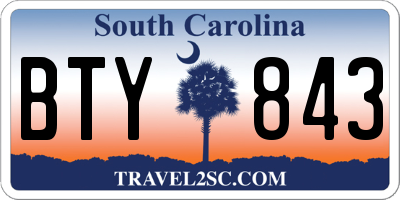 SC license plate BTY843