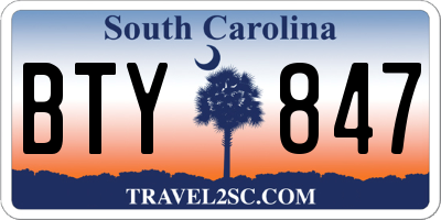 SC license plate BTY847