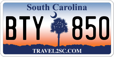 SC license plate BTY850