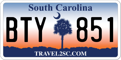 SC license plate BTY851