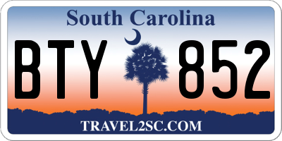 SC license plate BTY852