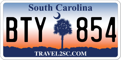 SC license plate BTY854
