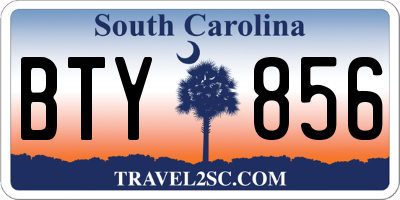 SC license plate BTY856