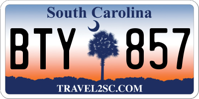 SC license plate BTY857