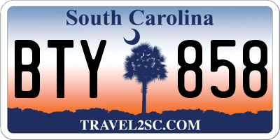 SC license plate BTY858