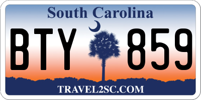 SC license plate BTY859