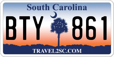 SC license plate BTY861