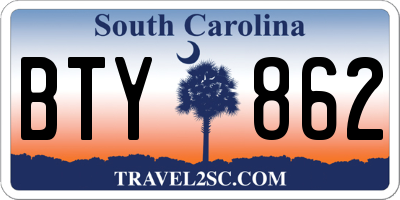 SC license plate BTY862