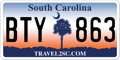 SC license plate BTY863