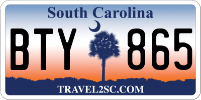 SC license plate BTY865