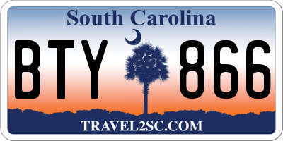SC license plate BTY866