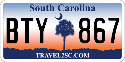 SC license plate BTY867