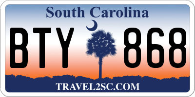 SC license plate BTY868