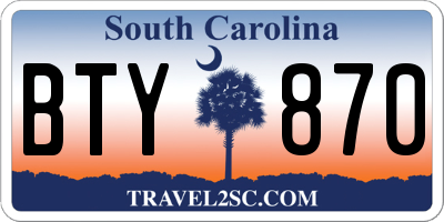 SC license plate BTY870
