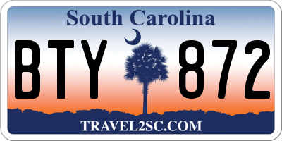 SC license plate BTY872