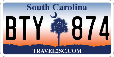 SC license plate BTY874