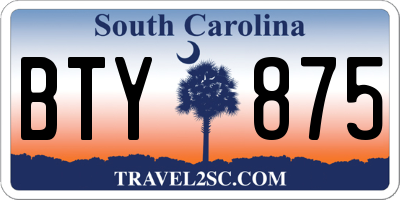 SC license plate BTY875
