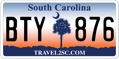 SC license plate BTY876