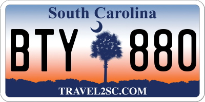 SC license plate BTY880