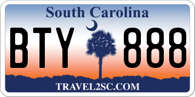SC license plate BTY888