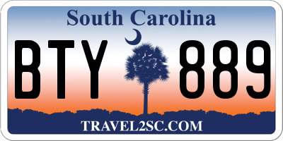 SC license plate BTY889