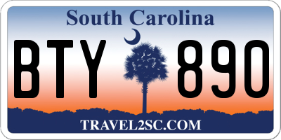 SC license plate BTY890
