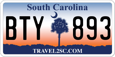 SC license plate BTY893