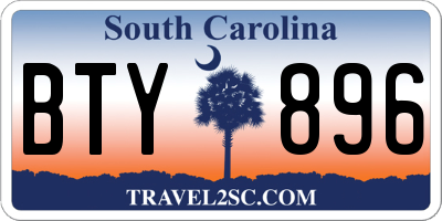 SC license plate BTY896