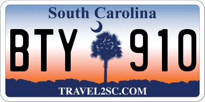 SC license plate BTY910