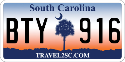 SC license plate BTY916