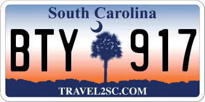 SC license plate BTY917