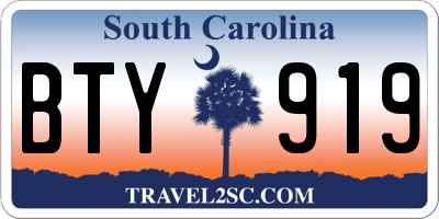 SC license plate BTY919
