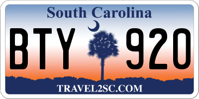 SC license plate BTY920