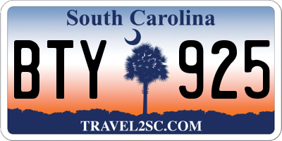 SC license plate BTY925