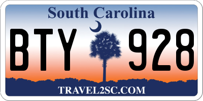 SC license plate BTY928
