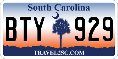 SC license plate BTY929