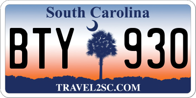 SC license plate BTY930