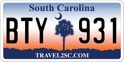 SC license plate BTY931