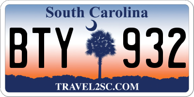 SC license plate BTY932