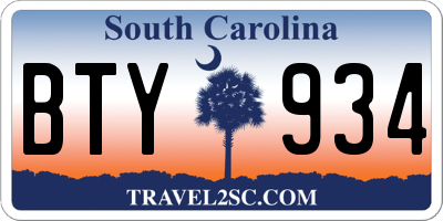 SC license plate BTY934