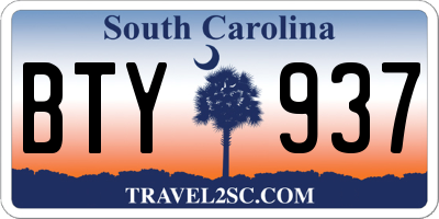SC license plate BTY937