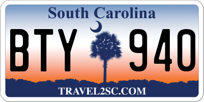SC license plate BTY940