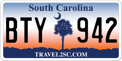 SC license plate BTY942