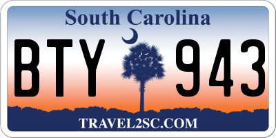 SC license plate BTY943