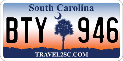 SC license plate BTY946
