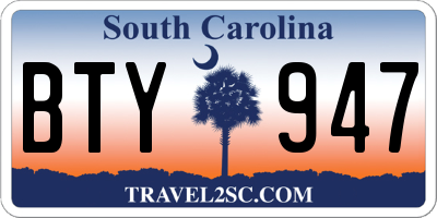 SC license plate BTY947
