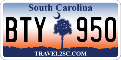 SC license plate BTY950